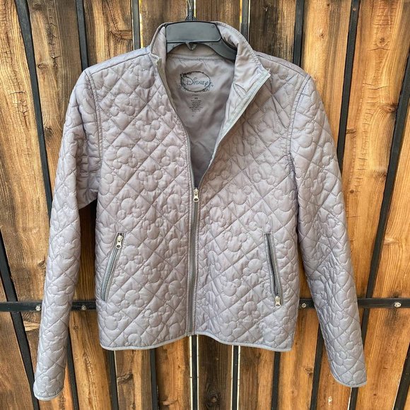 Disney Grey Puffer Coat Jacket – Mickey Mouse Stitching — XS - Picture 1 of 5
